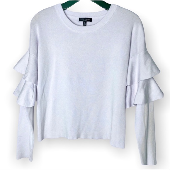 Romeo & Juliet Couture tiered ruffle sleeve crew neck size L lilac romantic - Picture 1 of 8